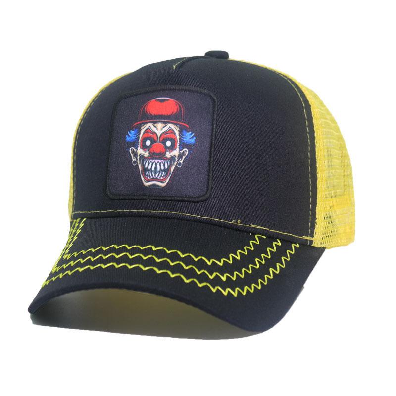 Trendy Fashionableable Clown Embroidery Stitched Baseball Cap For Men And Women, Backless Hip-Hop Hat, Summer Breathable Mesh Sun Gorras Unisex Str