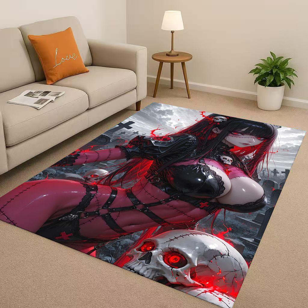 2026 New Gothic Dark Sexy Girls Cartoon Anime Characters Living Room Non-Slip Area Rug Carpet for Bedroom Playroom Sofa,Doormat