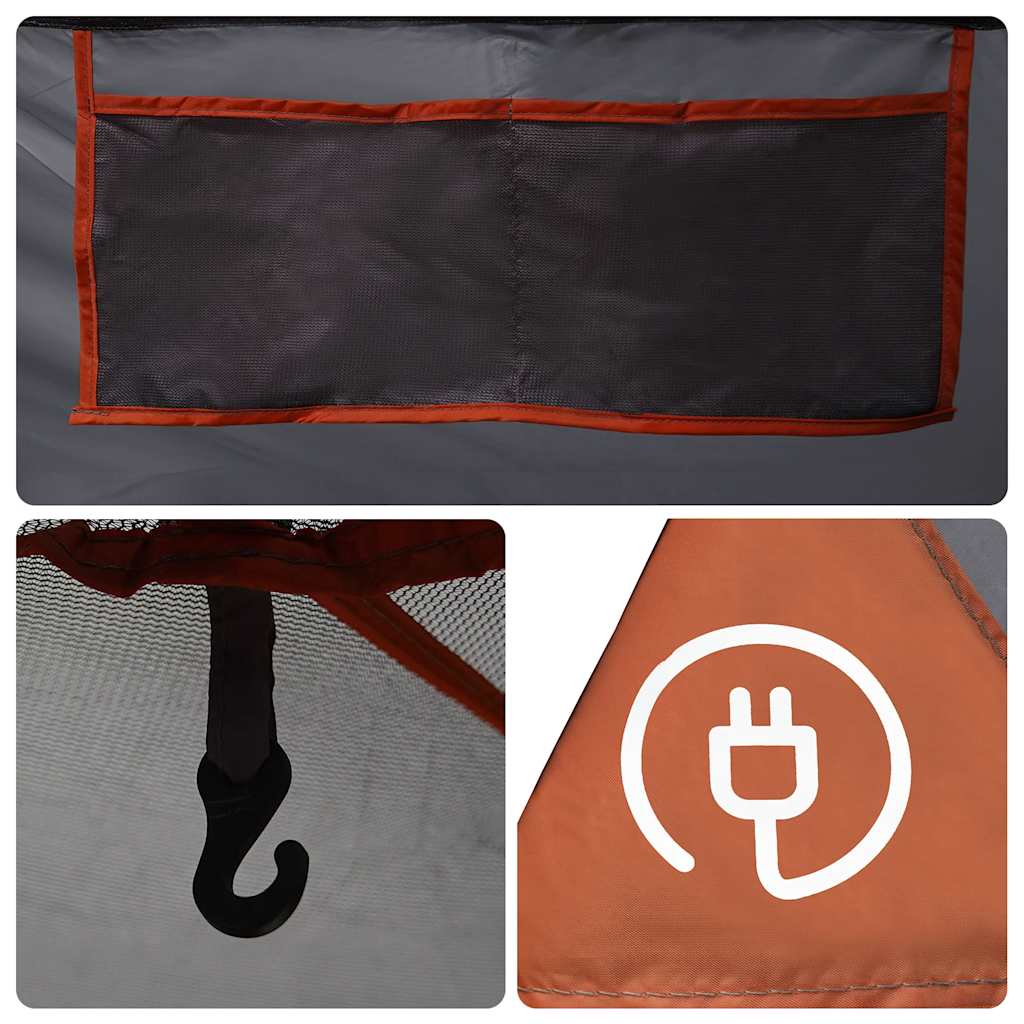 Family Tent with Porch 9 Person Capacity Grey and Orange Waterproof