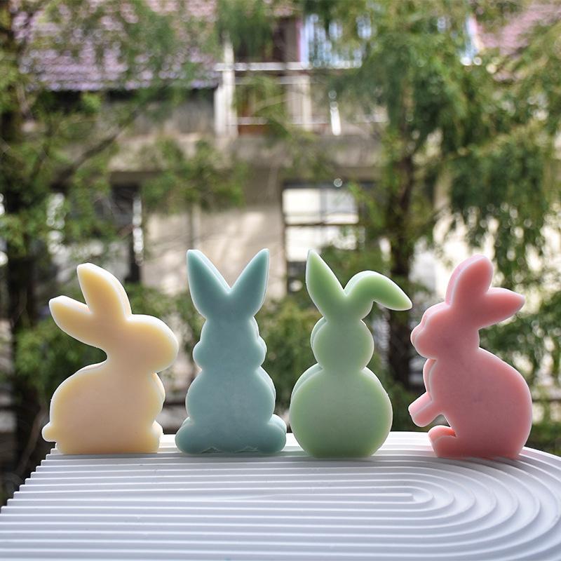 Cute Rabbit Silicone Mold 3D Animal Candle Scented Making Epoxy Mould DIY Handmade Easter Gift Baking Tools Home Decor