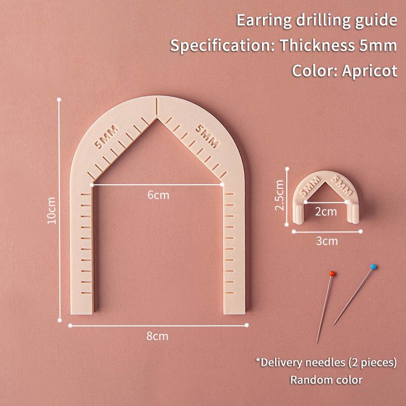Soft Ceramic Earrings Drilling Guider/Pendant Perforated Auxiliary Tool With Scale Clay Thickness Balance Ruler 3/4/5Mm apricot 5mm
