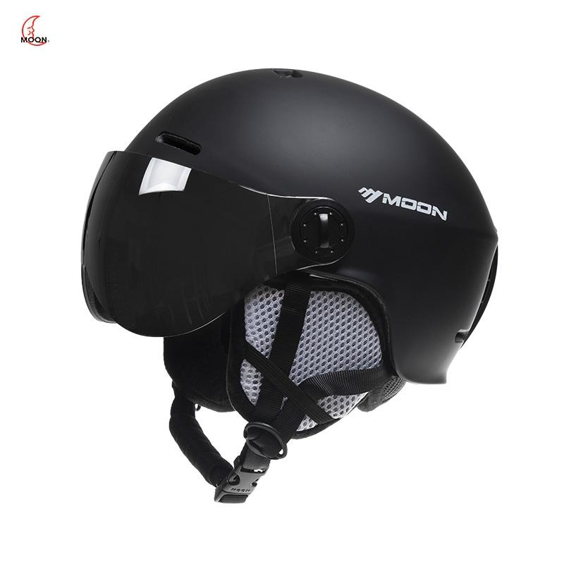 Professional Ski Helmet with Detachable Goggles Unisex All-Mountain Snow Helmet S чёрный