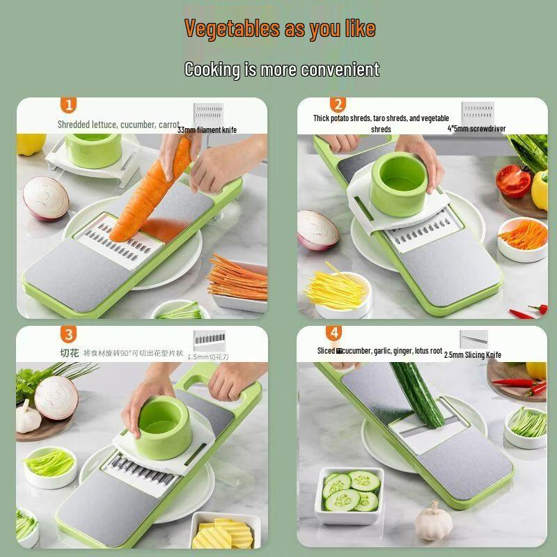 Stainless Steel Multifunctional Vegetable Cutter & Slicer: Grate, Julienne, Slice