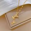 Elegant Butterfly Pendant Necklace for Ladies Exquisite High-End Stainless Steel Jewelry for Party Birthday Gift