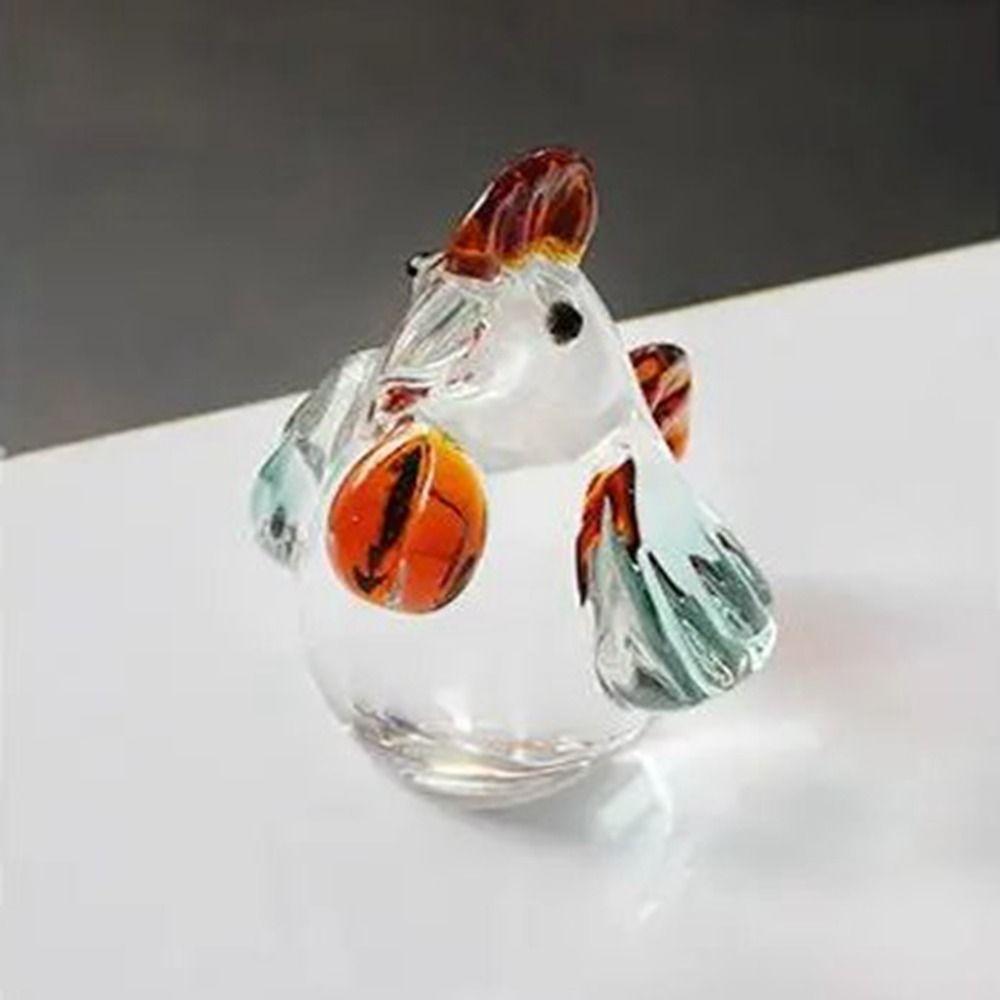 Niedliche Kristall Hahn Ornament Glasierte Tierfigur DIY Hühnerfigur Desktop