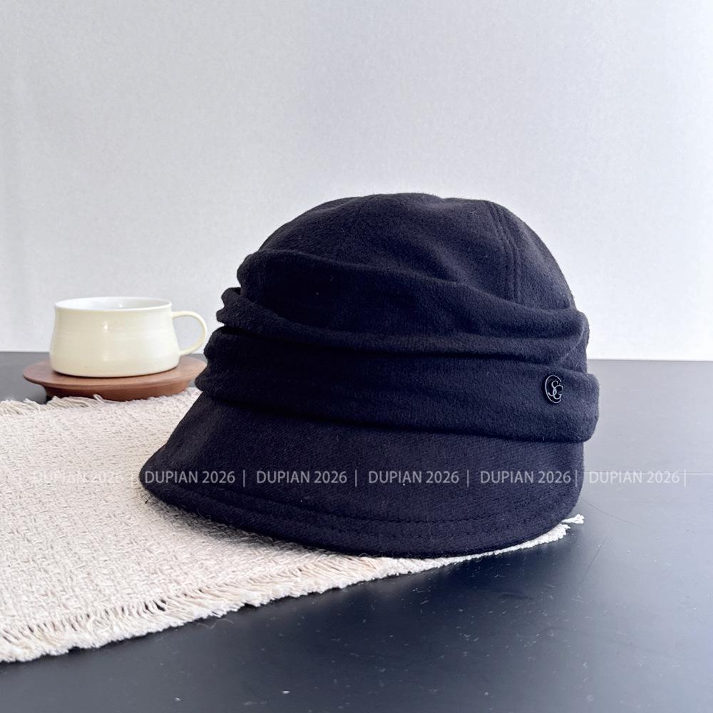 Literary Pleated Equestrian Hat Women's Autumn and Winter Light Luxury Newsboy Hat Soft Woolen Cap Thermal Hat Tide