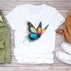 (Asian Size) Butterfly Lovely Cute T Shirt Lady Female Top Short Sleeve T-shirts Casual Printed Clothing Women Fashion Graphic Tee