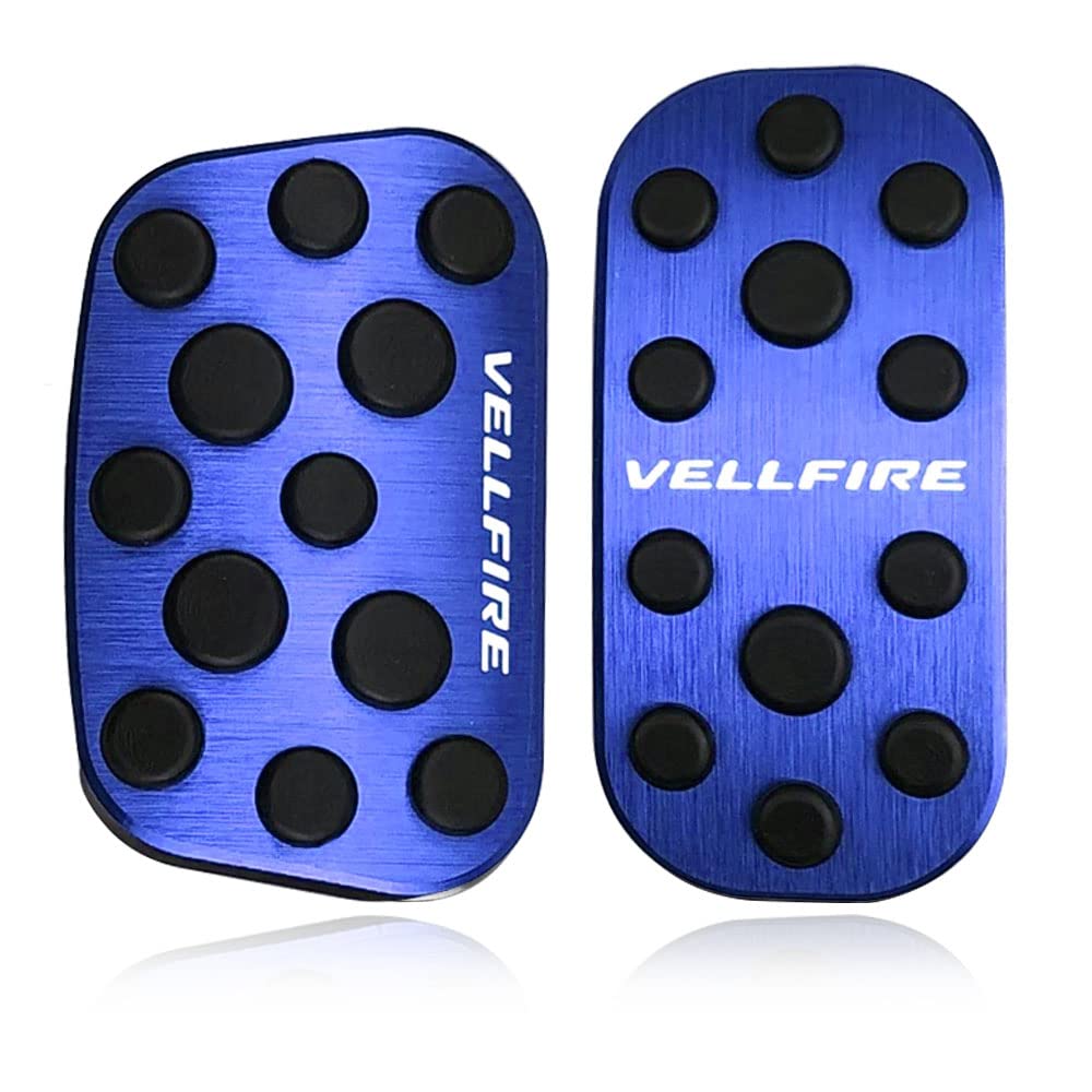 LEXLEYS Toyota Vellfire 20 Series 30 Series Aluminum Pedal Axle Brake Cover Tool-Free Anti-Slip Rubber Custom Dress Up Parts (Blue)