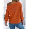 Autumn and Winter Women's Casual Sexy Lapel Strapless Twist Long Sleeve Pullover Sweater