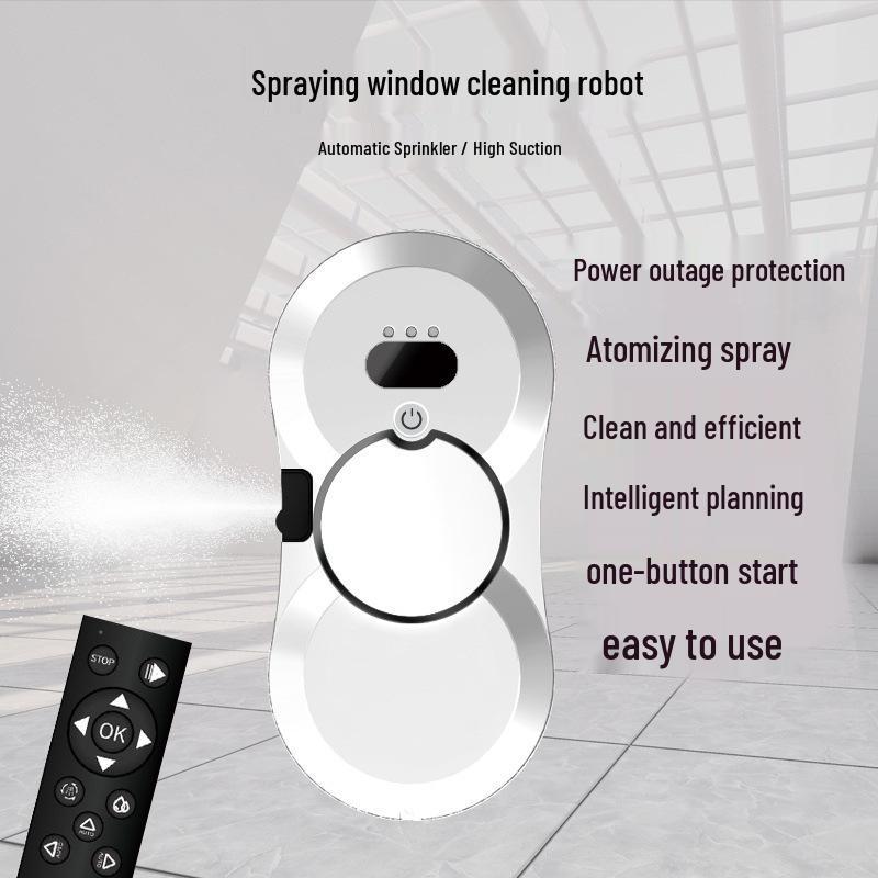 Fully Automatic Smart Window Cleaning Robot with Water Spray for High-Rise Glass.