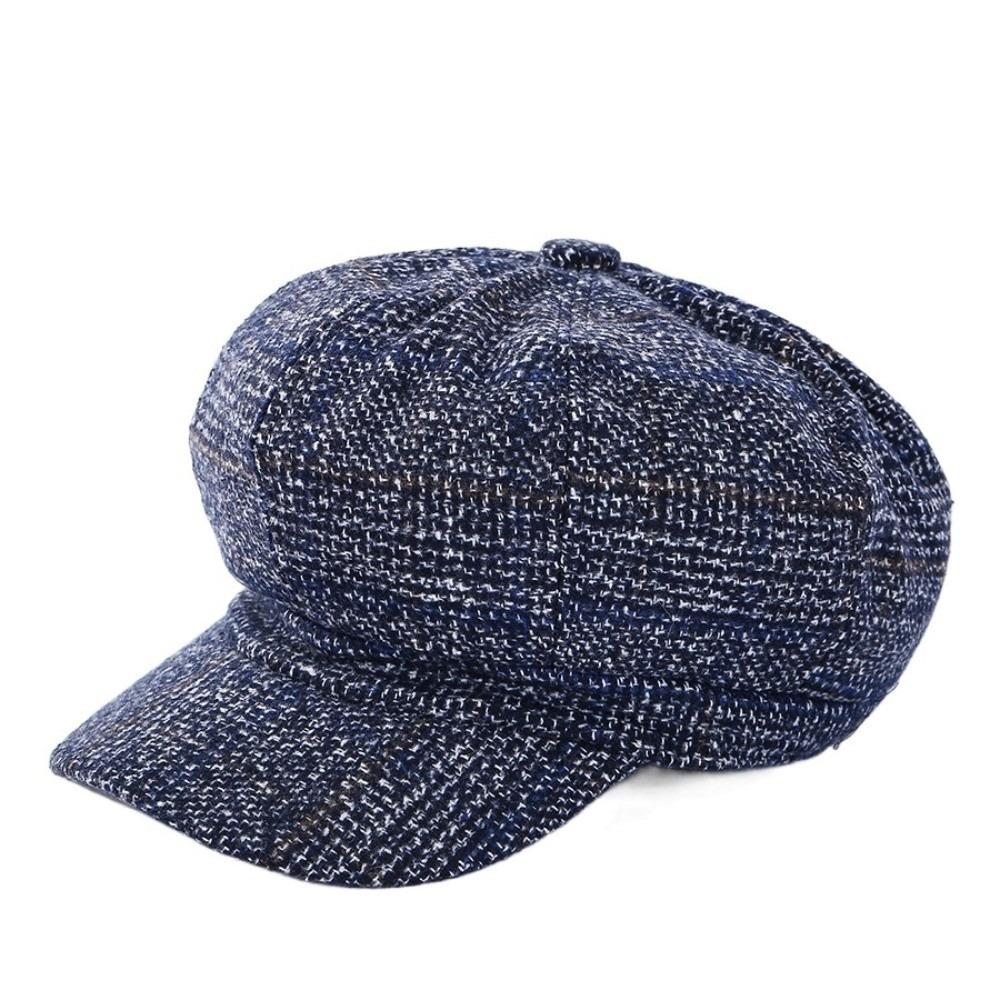 Plaid Design Woolen Hat Ear Protection Keep Warm Painter Caps Thick Material Korean Style British Berets Outdoor Activities