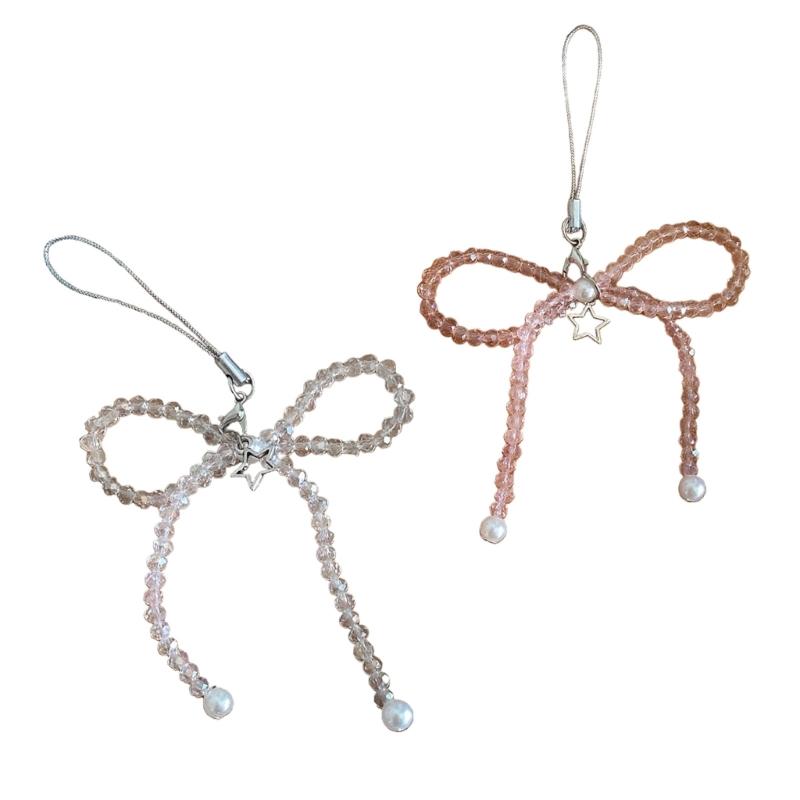 Mobile Phone Chain Anti-Lost Soft Rope Strap Lanyard Bead Bowknot Star Phone Case Key Chain Bag Pendant Accessory