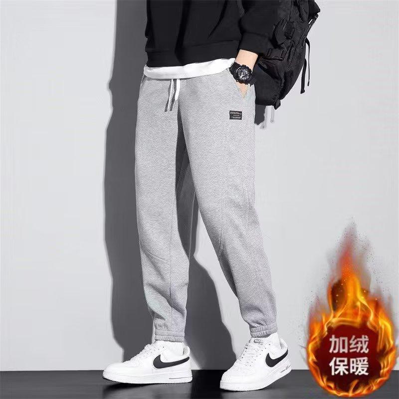 Sweatpants boys autumn and winter new fleece thickened casual pants trendy leggings loose sweatpants