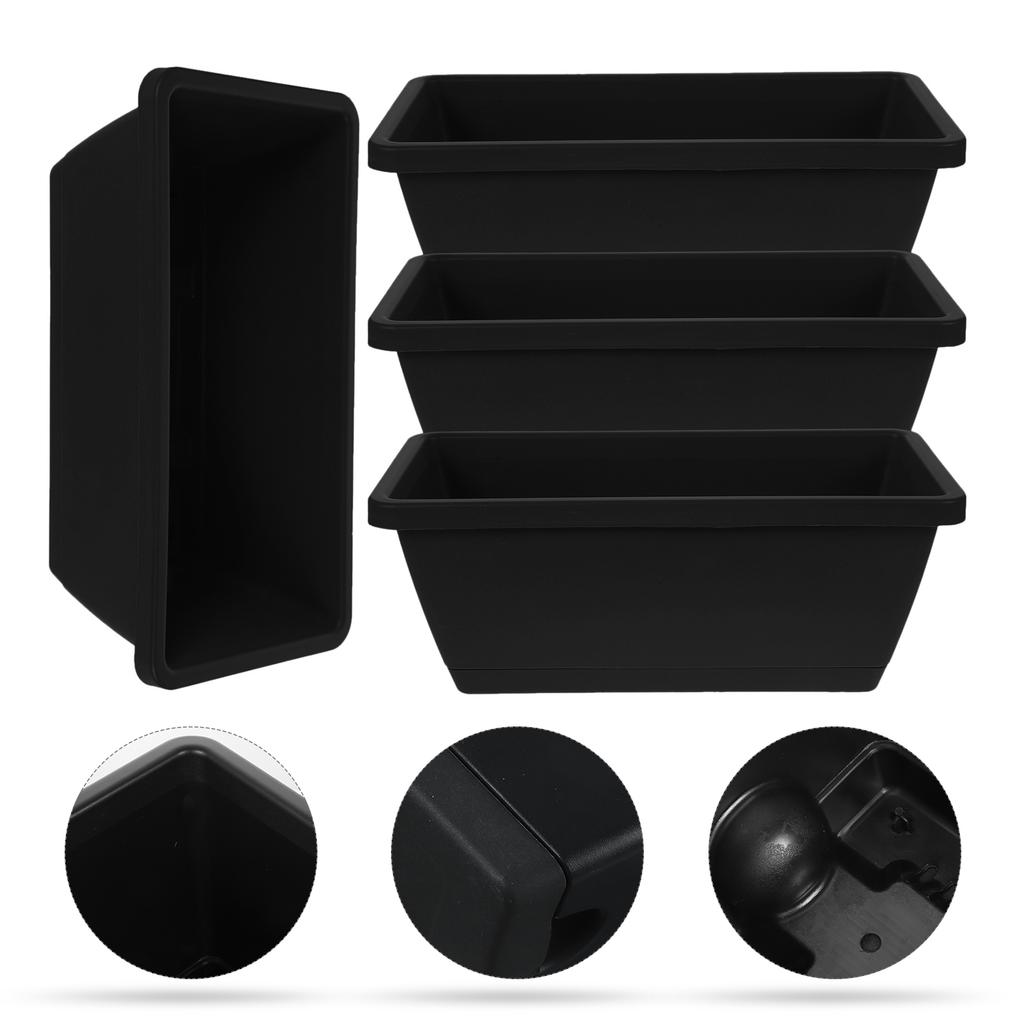 4pcs Window Box Planter Plastic Vegetable Flower Boxes Rectangular Flower Pots with Saucers Indoor Outdoor Plant Box