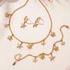 Qiong Yao Stainless Steel Jewelry Set: Holiday Style Multi-Pendant Necklace, Bracelet, Starfish Zircon Earrings, and Anklet.