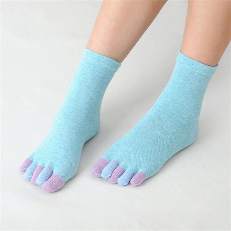 Toe Socks Women's Mid-Calf Sweat Pure Cotton Color Finger Spring