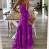 Women's Bohemian Floral Printed V-neck Long Skirt High Waisted Camisole Dress New Style
