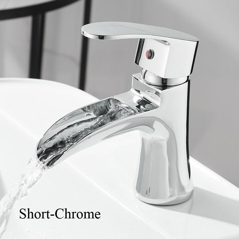 Waterfall Basin Faucet Bathroom Deck Mounted Gold Sink Tap Cold and Hot Water Mixer Tap Brass Chrome Vanity Vessel Sink Faucets
