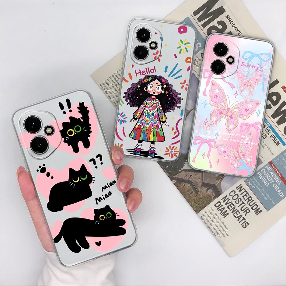 For Honor 400 Pro Lite 5G Case Pretty Flowers Transparent TPU Bumper Protective Cover For Honor400Pro Fundas Honor400Lite Coque