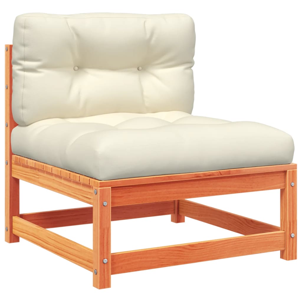 6 Piece Garden Sofa Set with Cushions Wax Brown Pine Wood