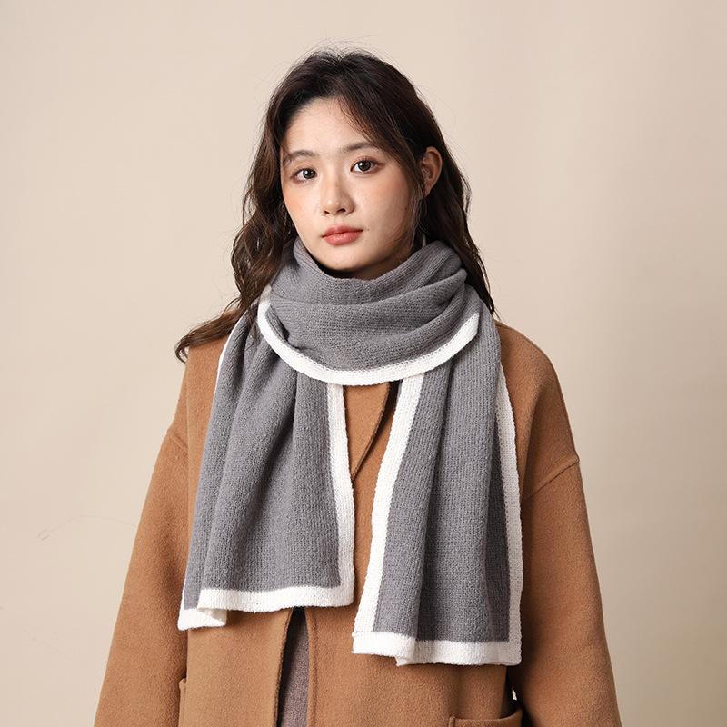 New Red Birthday Christmas Gift for Girls Scarf for Girls Winter Thickened Warm High-end Solid Color Student Scarf