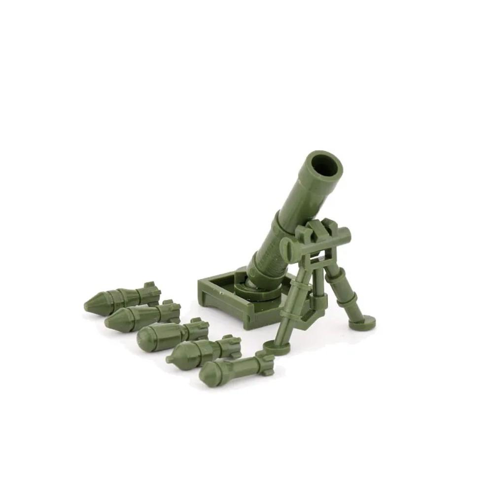 WW2 Military MOC Building Block Soldier Printed Weapon Case Rack Drone Bomb Disposal Mortar Gatling Maxine Gun DIY Toy Gift K046