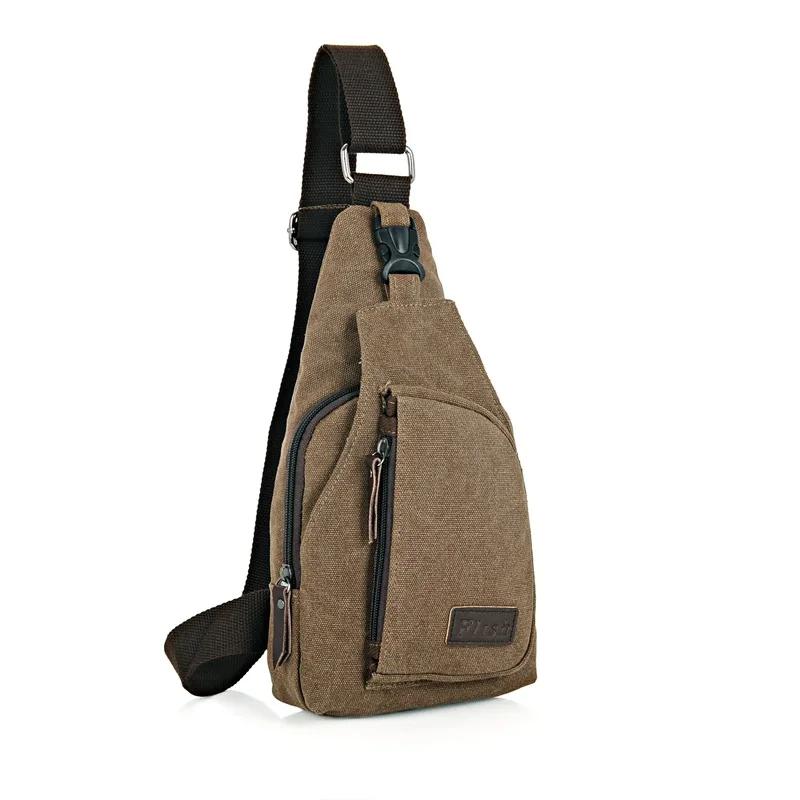 2022 Brandneu Herren Vintage Canvas Leder Umhängetasche Sling Brusttasche Multifunktional Outdoor Kleine Umhängetasche