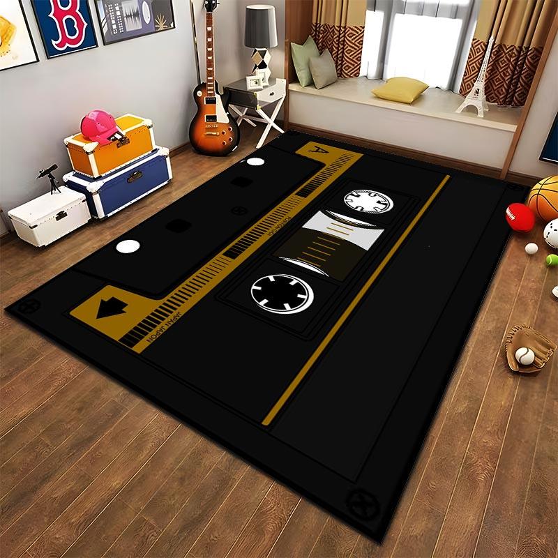 Retro Cassette Tape Printed Carpet for Living Room Decoration  Suitable for use as an anti-slip for living room bedroom sofas