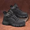 Men's Workwear Shoes Winter Outdoor Boots Thick Soled Warm Cotton Shoes, Casual and Plush Men's Shoes  Platform Boots