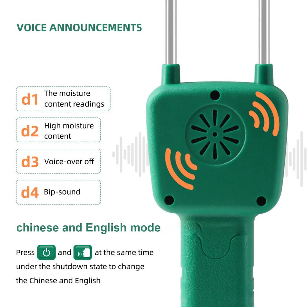 Grain Moisture Meter Hay Moisture Meter Wheat Soybean Grain Moisture Tester LCD Display with Voice Broadcast Hay Moisture Tester