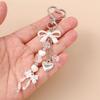 DIY Rhinestone Pendant Zinc Zinc Alloy Bag Charm Trendy Pearl Bow Keychain  Bag Ornament