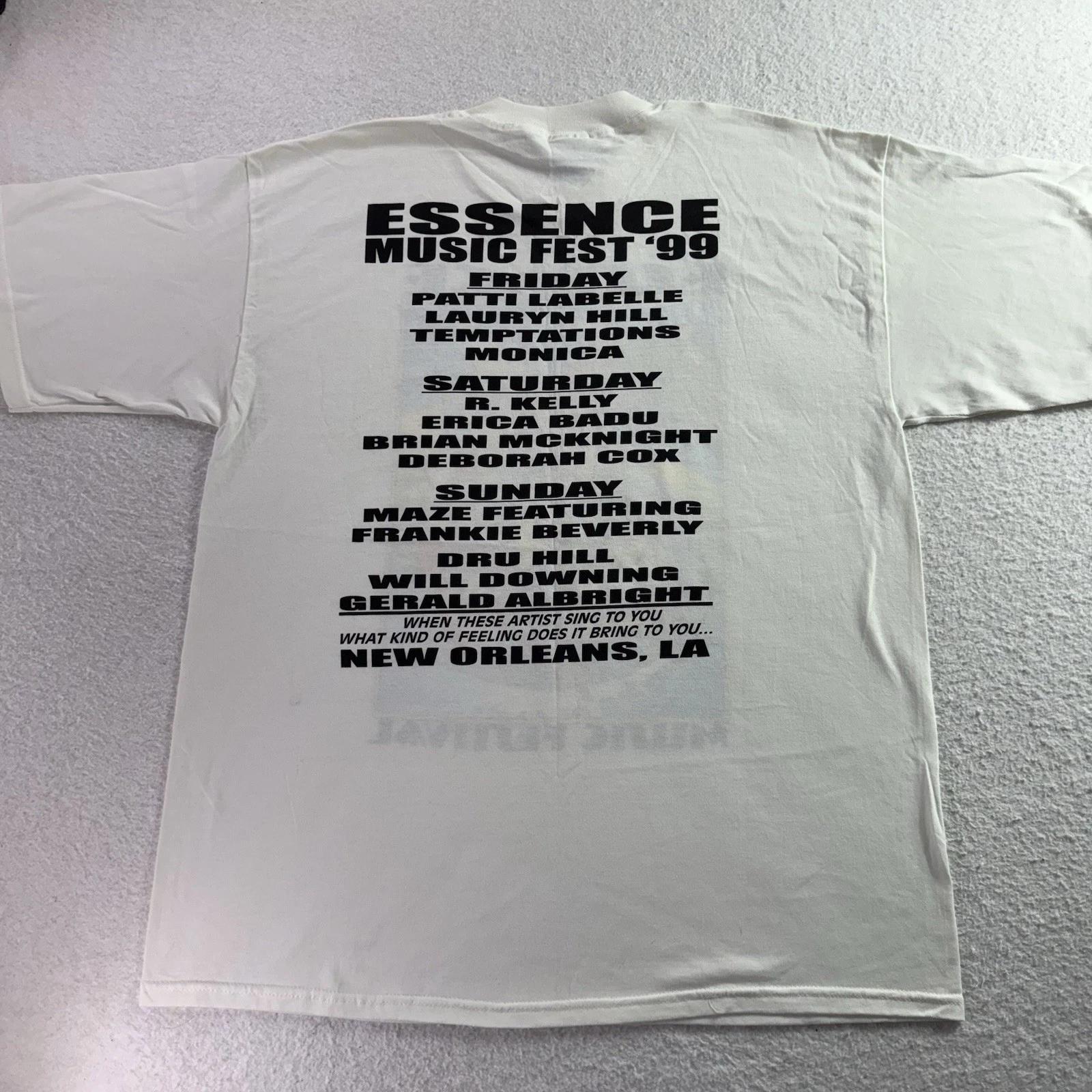 Винтажная футболка Essence Music Festival 1999 года Новый Орлеан, Луизиана Размер XL Двусторонняя XL