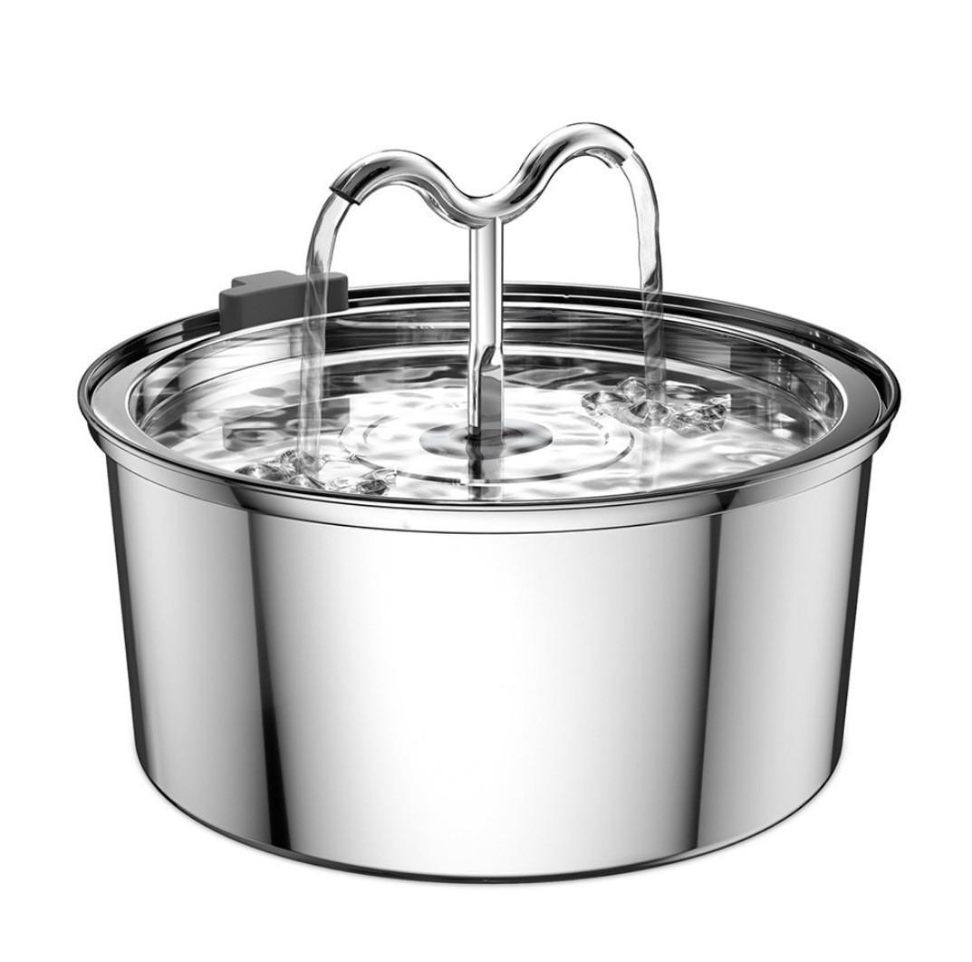 

3.2L Stainless Steel Pet Water Fountain with Dual Outlets for Cats and Dogs Without Adapter - USB Port