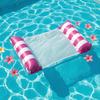 Galleggiante gonfiabile pieghevole per piscina con poggiatesta a righe, taglia estiva per adulti, amaca acquatica, 2 camere d'aria, sedia sdraio galleggiante per piscina, spiaggia, lago