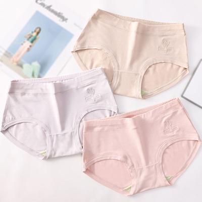 Female Spring and Autumn Cotton Hip Breathable Middle Waist Student Briefs