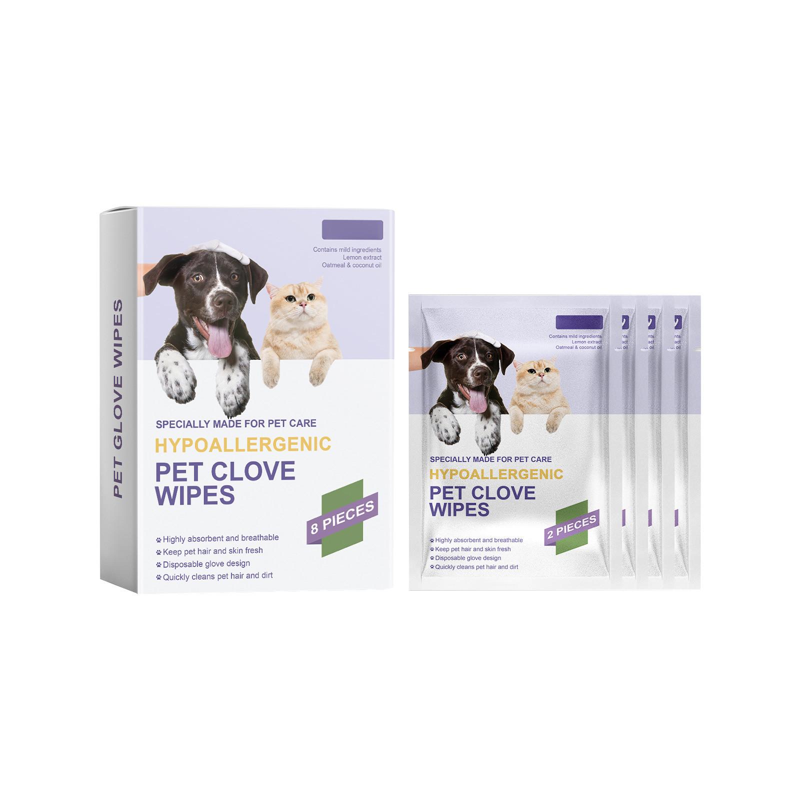 

Салфетки для перчаток для домашних животных;Чистящие салфетки для домашних животных; Гипоаллергенные салфетки для перчаток для домашних животных, очистка шерсти и кожи домашних животных, 1 шт, 5 мл, 8 шт. One Size фиолетовый