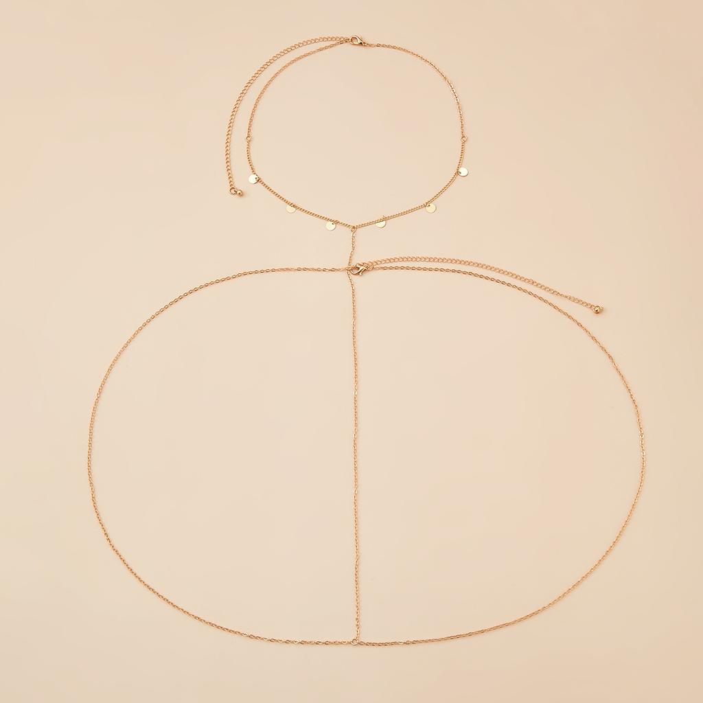 Simple Tassel Sequined Breast Chain Bikini Necklace Sexy Geometric Chain Hottie Body Chain