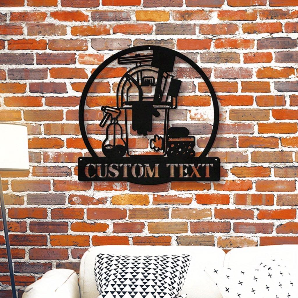 Metal Wall Art Sign Personalized Cleaning Service Custom Name Housekeeping Decor Contemporary