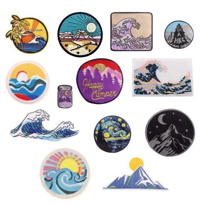 Astronaut Embroidery Cloth Sticker, Clothes Patch Sticker, Decorative Embroidery Sticker, Ocean Wave Computer Embroidery Chapter Cherry