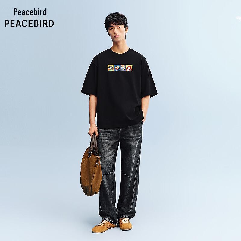 PEACEBIRD Men's Cotton Print Loose Short Sleeve T-Shirt