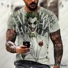 Joker Koszulka Letnia Klasyczna Gotycka Dla Mężczyzn Joker Zabawna Twarz Nadruk Męska Koszulka Codzienna Z Krótkim Rękawem Luźne Męskie Ubrania