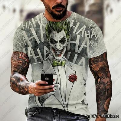 Joker Summer Classic Gothic T Shirt For Men Joker Funny Face Print Male T-shirt Casual Short Sleeve Tops Oversized Man Clothing