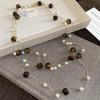 Retro Pearl Tiger Eye Layered Necklace: High-End Fashion Sweater Chain