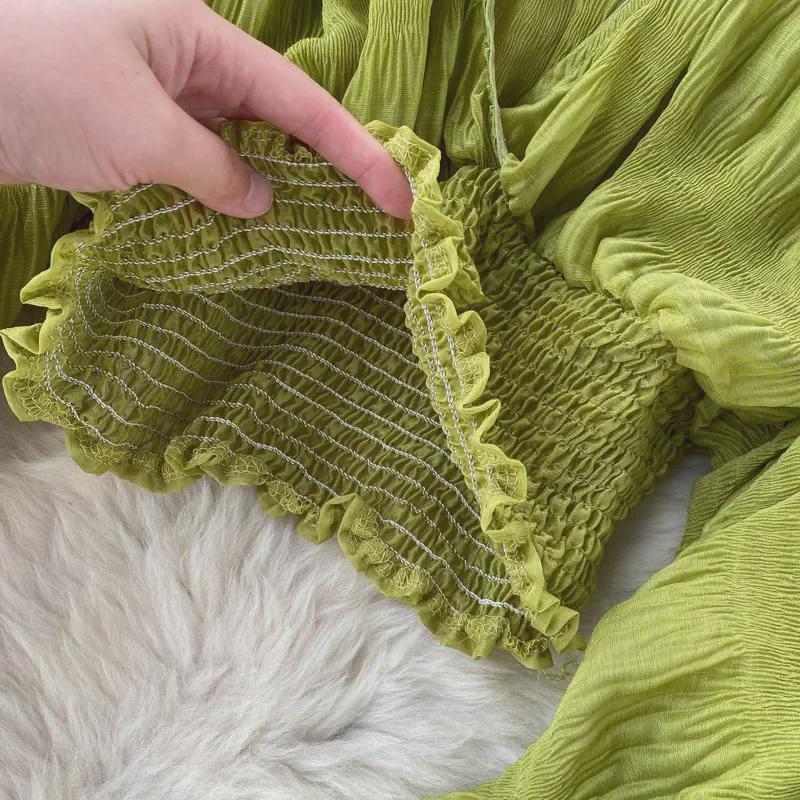 Women's Chiffon Puff Sleeve Top – European & American Design, Slim Fit, Fashionable & Versatile