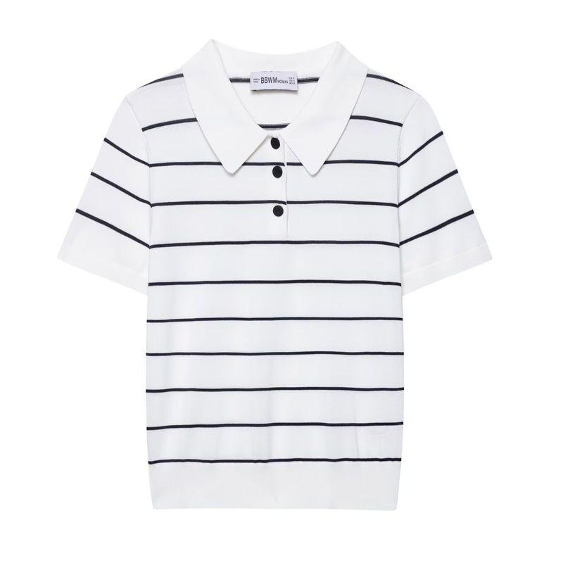 Zbzr Spring New Women clothes Western Style Fashion Temperament Short sleeve Knitted Polo Shirt Collar Top 2142019