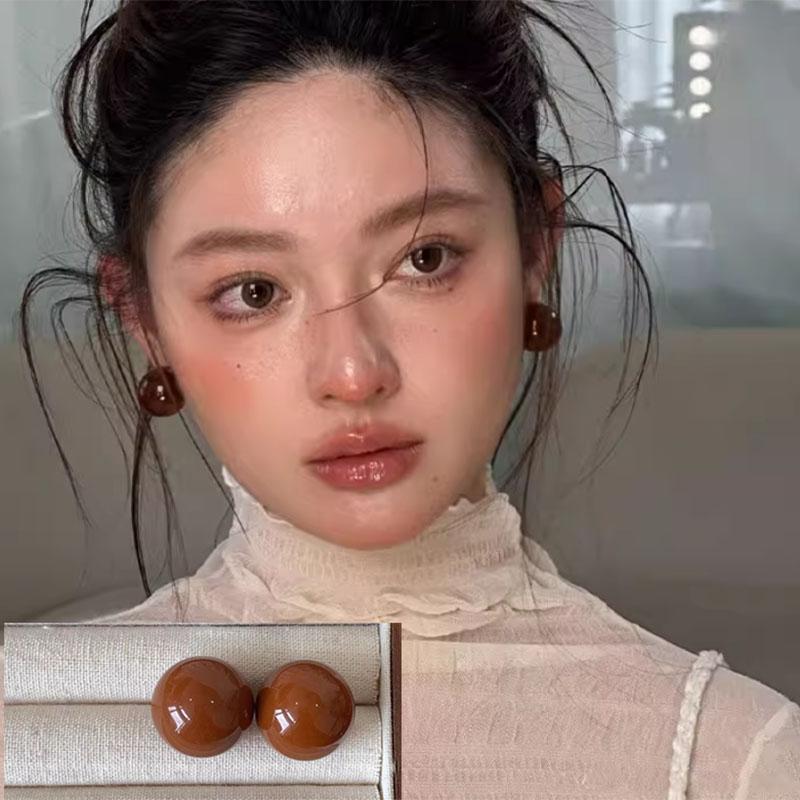 Exaggerated 1.8cm Half Round Big Simulated Round Earrings White Statement Earrings For Women Korean Earrings Jewelry Gift