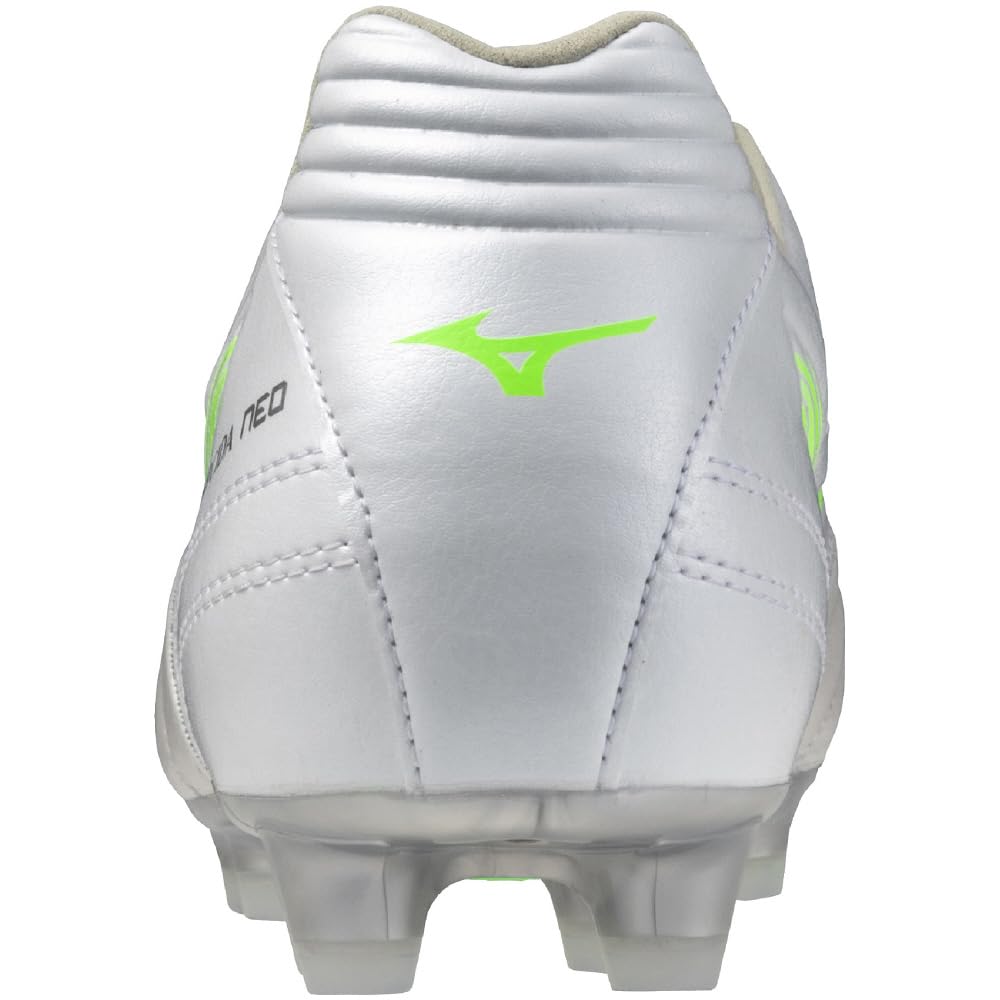 Mizuno Футбольные бутсы Monarcida NEO 3 WIDE PRO для клуба, супербелый перламутр x неоновый, 3E, активности, футбол, широкие, легкие, зеленые, 26.0 см,