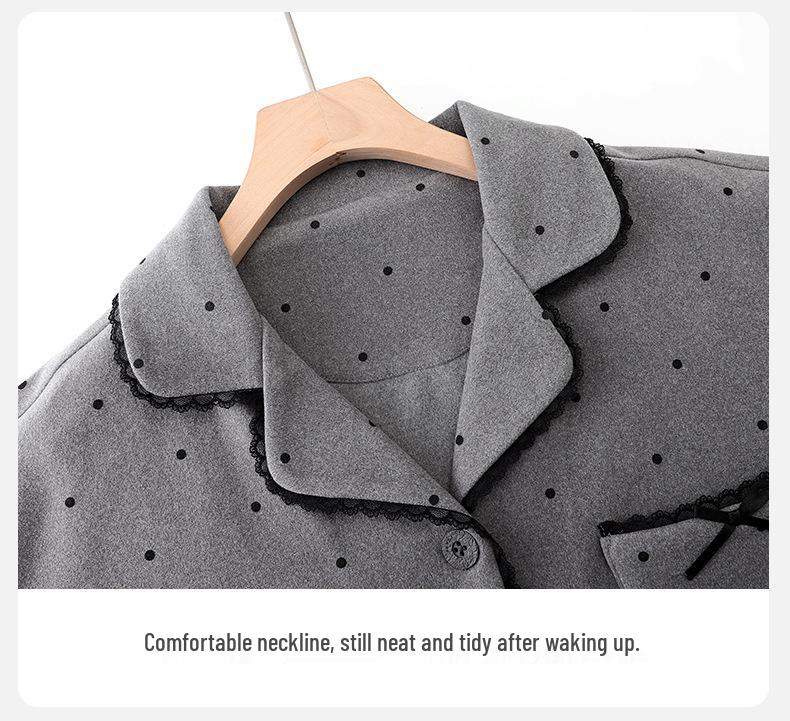 Winter Velvet Women's Pajama Set: Long Sleeve, Turn-Down Collar, Thickened for Home or Casual Outings.