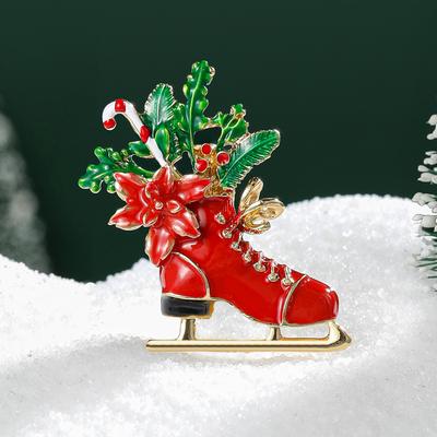 Weihnachtsserie Brosche, Weihnachtsbaumglocke, Stiefel-Anstecknadel, Anzugaccessoire, Weihnachtsgeschenk