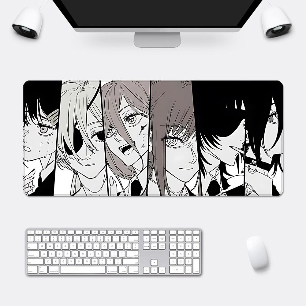 Anime Chainsaw Man Mauspade HD-Druck Computer-Gamer Verriegelungskante Rutschfestes Mauspade XXLxcm Tastatur PC Schreibtischunterlage